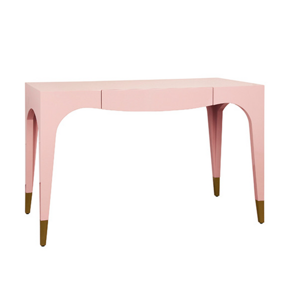 Mandi Glossy Pink Lacquer One Drawer Desk