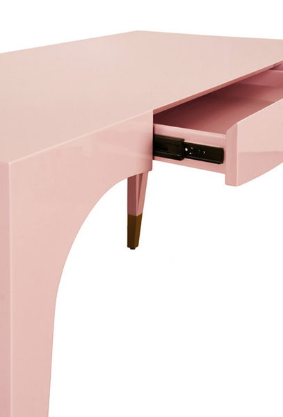 Mandi Glossy Pink Lacquer One Drawer Desk