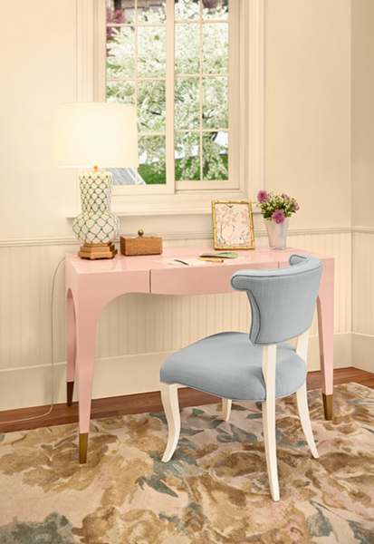 Mandi Glossy Pink Lacquer One Drawer Desk