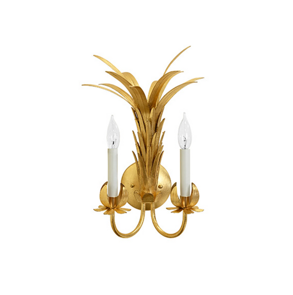 Reseda Gold Leaf Tole Metal Palm Wall Sconce