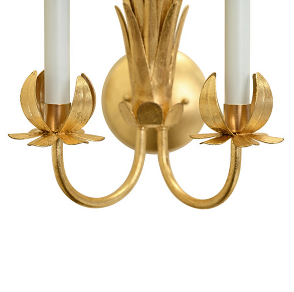 Reseda Gold Leaf Tole Metal Palm Wall Sconce