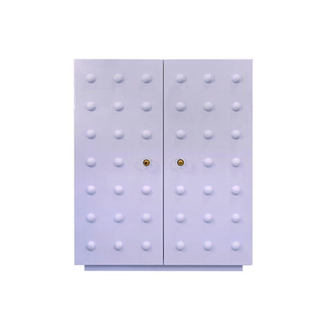 Beau Glossy Lavender Lacquer Two Door Cabinet with Ball Studs