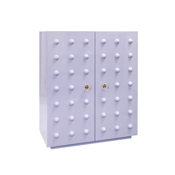Beau Glossy Lavender Lacquer Two Door Cabinet with Ball Studs
