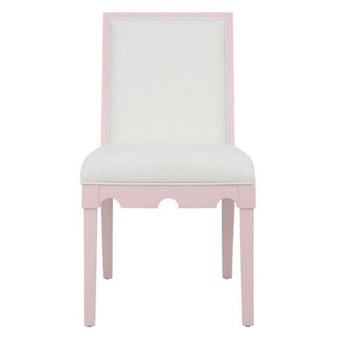 Lanister Pink Lacquer Dining Chair with Performance Linen Upholstery