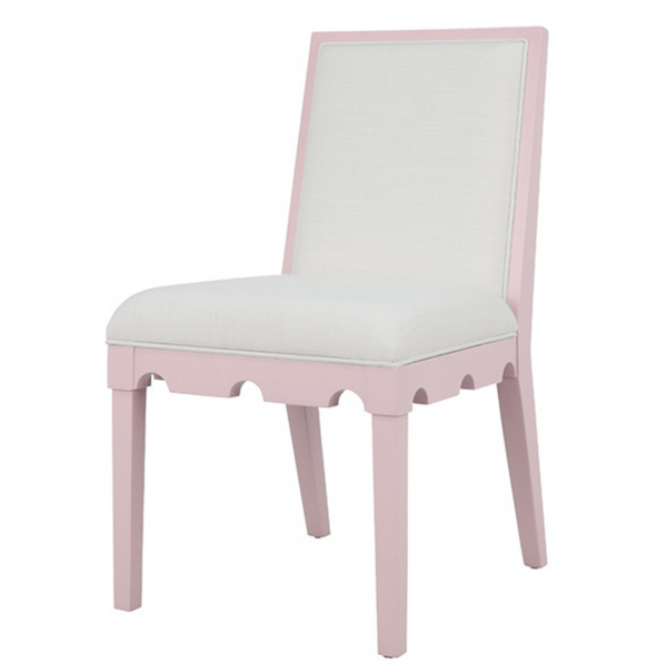 Lanister Pink Lacquer Dining Chair with Performance Linen Upholstery