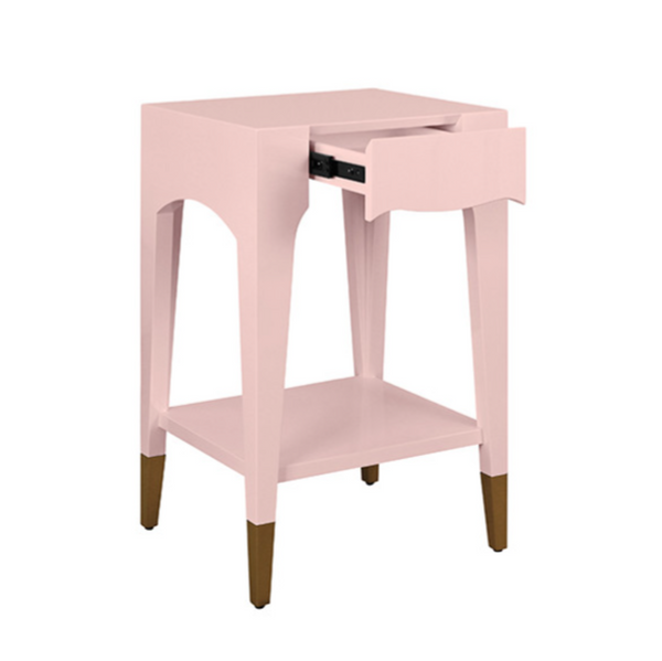 Patti Glossy Pink Lacquer One Drawer Side Table