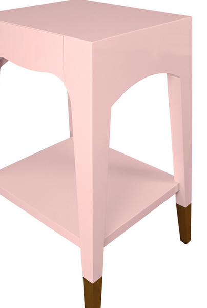 Patti Glossy Pink Lacquer One Drawer Side Table