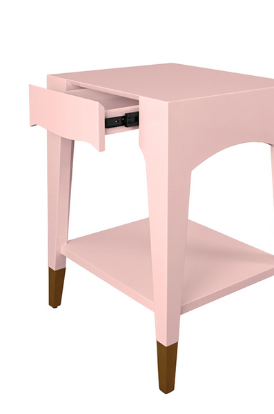 Patti Glossy Pink Lacquer One Drawer Side Table