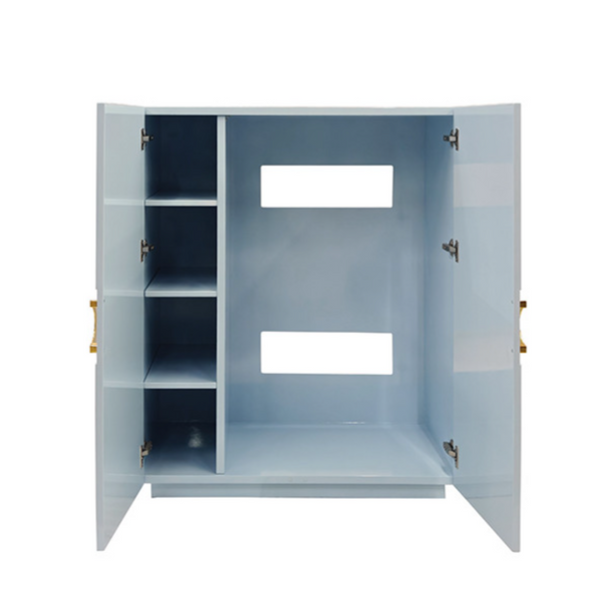 Poppy Light Blue Lacquer Cabinet with Lattice Design