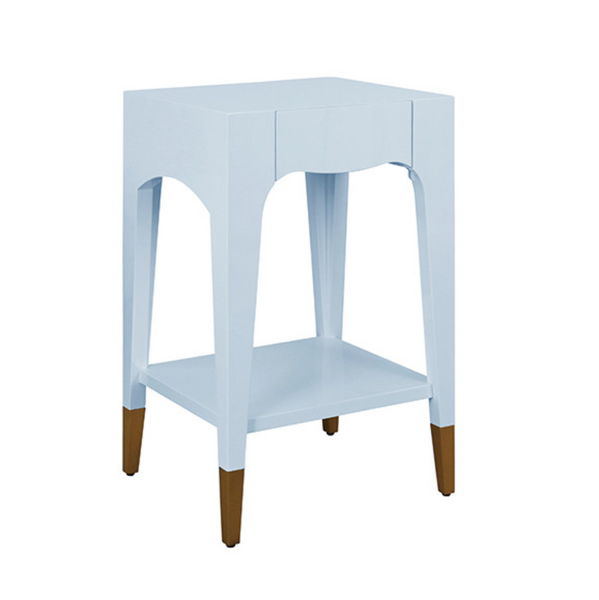 Patti Glossy Blue Lacquer One Drawer Side Table