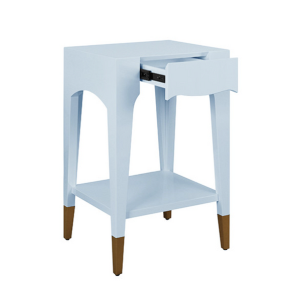 Patti Glossy Blue Lacquer One Drawer Side Table