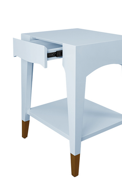 Patti Glossy Blue Lacquer One Drawer Side Table