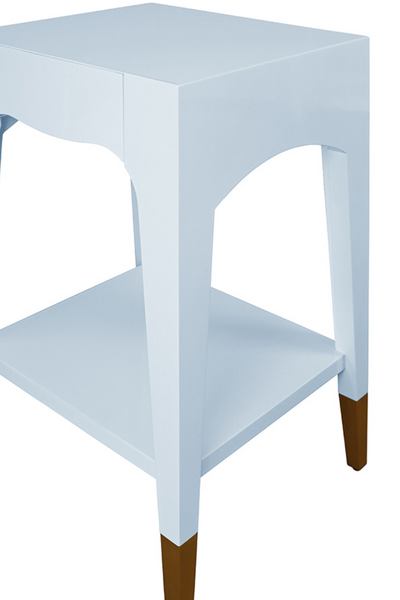 Patti Glossy Blue Lacquer One Drawer Side Table