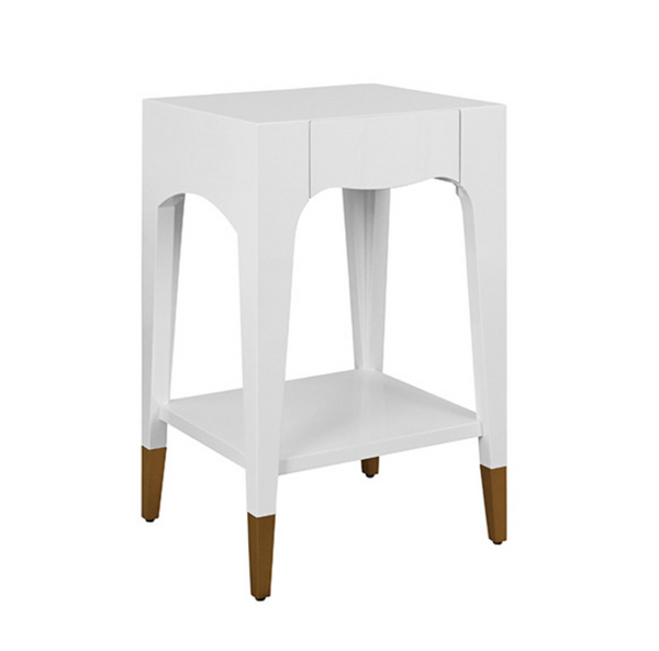 Patti Glossy White Lacquer One Drawer Side Table