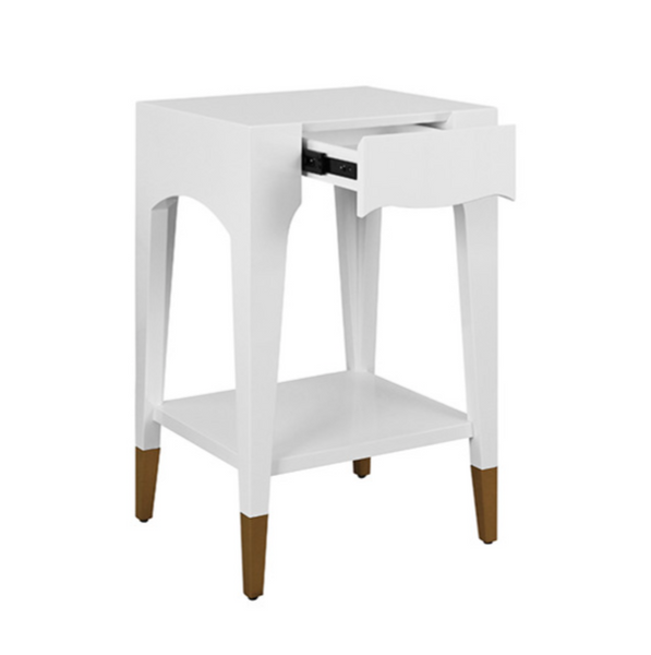 Patti Glossy White Lacquer One Drawer Side Table