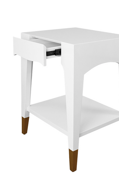 Patti Glossy White Lacquer One Drawer Side Table