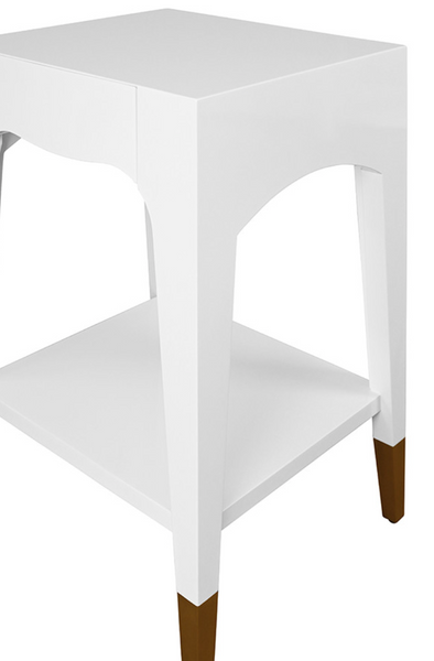 Patti Glossy White Lacquer One Drawer Side Table
