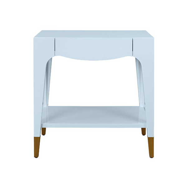 Ronny Glossy Light Blue Lacquer One Drawer Side Table