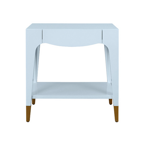 Ronny Glossy Light Blue Lacquer One Drawer Side Table