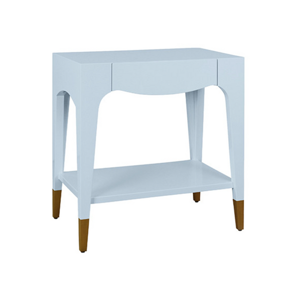 Ronny Glossy Light Blue Lacquer One Drawer Side Table