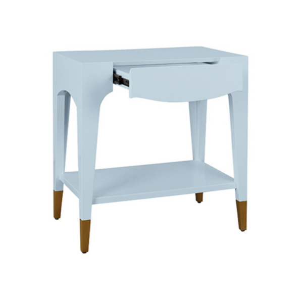 Ronny Glossy Light Blue Lacquer One Drawer Side Table