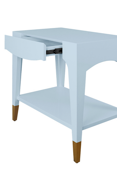 Ronny Glossy Light Blue Lacquer One Drawer Side Table