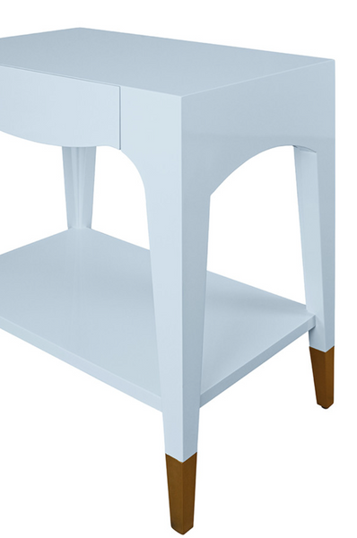 Ronny Glossy Light Blue Lacquer One Drawer Side Table