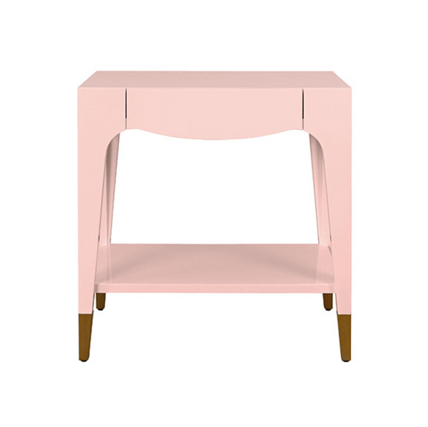 Ronny Glossy Pink Lacquer One Drawer Side Table