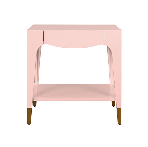 Ronny Glossy Pink Lacquer One Drawer Side Table