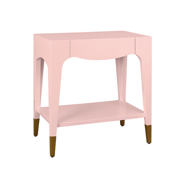 Ronny Glossy Pink Lacquer One Drawer Side Table