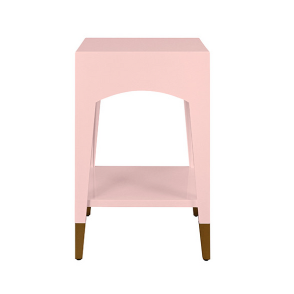 Ronny Glossy Pink Lacquer One Drawer Side Table
