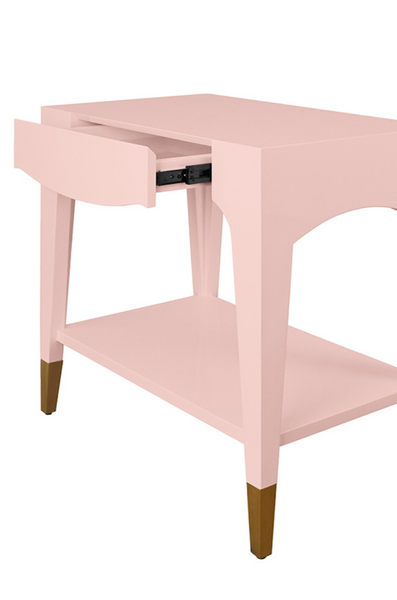 Ronny Glossy Pink Lacquer One Drawer Side Table