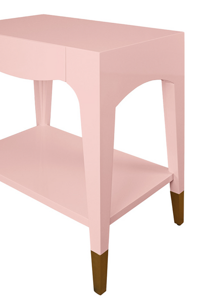 Ronny Glossy Pink Lacquer One Drawer Side Table