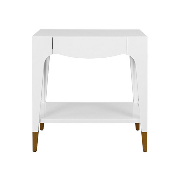 Ronny Glossy White Lacquer One Drawer Side Table