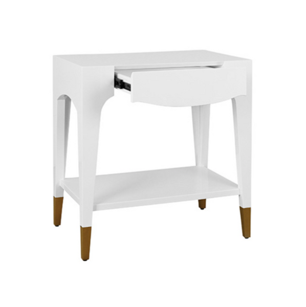 Ronny Glossy White Lacquer One Drawer Side Table