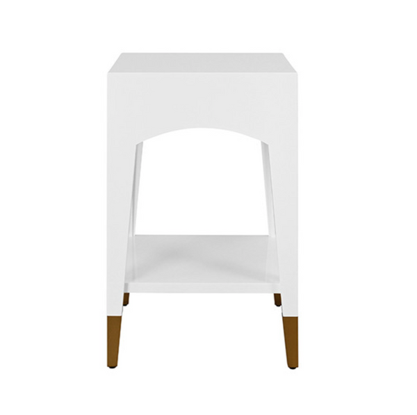 Ronny Glossy White Lacquer One Drawer Side Table