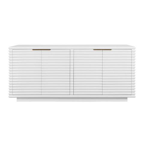Giovanni Matte White Lacquer Four Door Reed Buffet