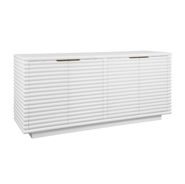 Giovanni Matte White Lacquer Four Door Reed Buffet