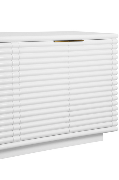Giovanni Matte White Lacquer Four Door Reed Buffet