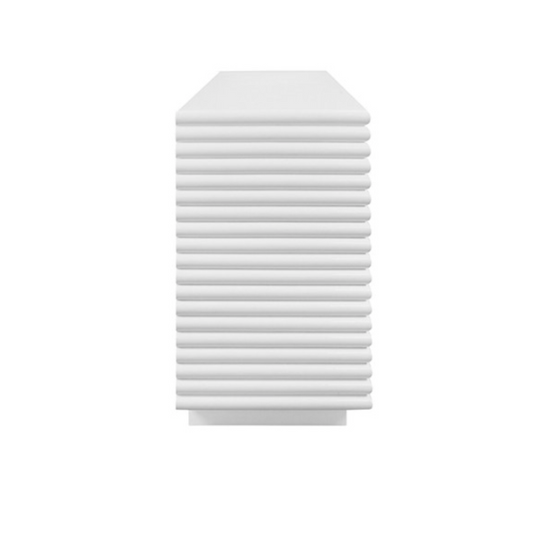 Giovanni Matte White Lacquer Four Door Reed Buffet