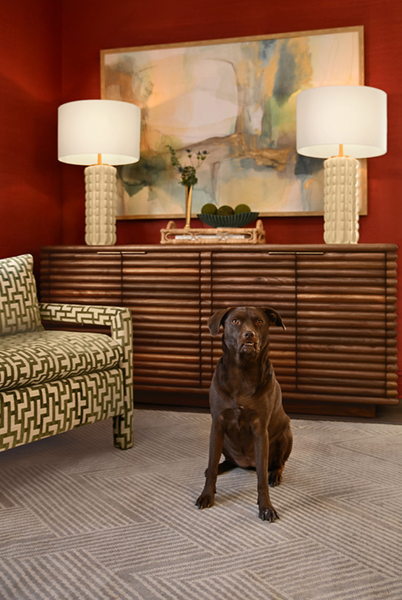 Giovanni Walnut Four Door Reed Buffet