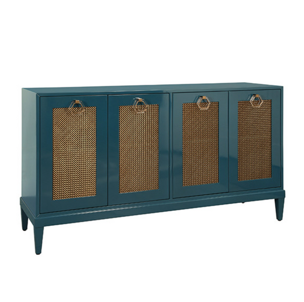 Marcella Glossy Teal Lacquer Four Door Buffet