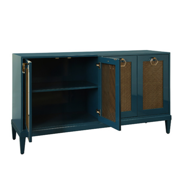 Marcella Glossy Teal Lacquer Four Door Buffet