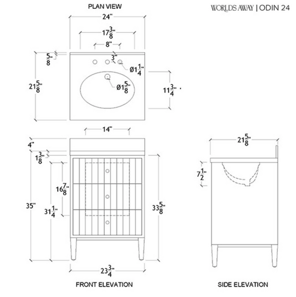 Odin 24" Fluted Cerused Oak Bath Vanity
