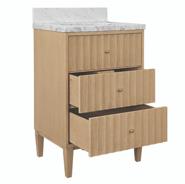 Odin 24" Fluted Cerused Oak Bath Vanity