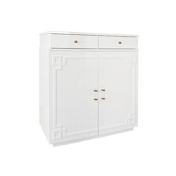 Glenn White Lacquer Two Door/Two Drawer Cabinet