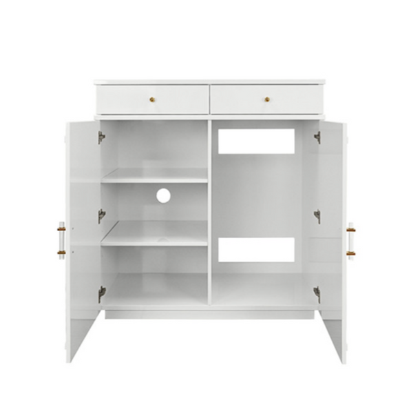Glenn White Lacquer Two Door/Two Drawer Cabinet