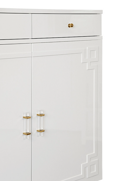 Glenn White Lacquer Two Door/Two Drawer Cabinet