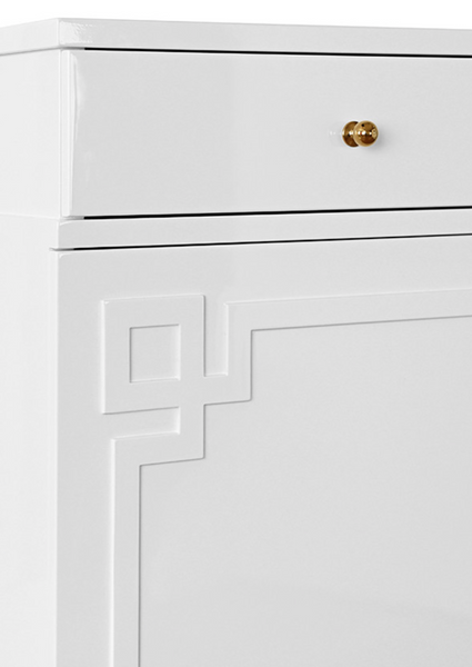 Glenn White Lacquer Two Door/Two Drawer Cabinet