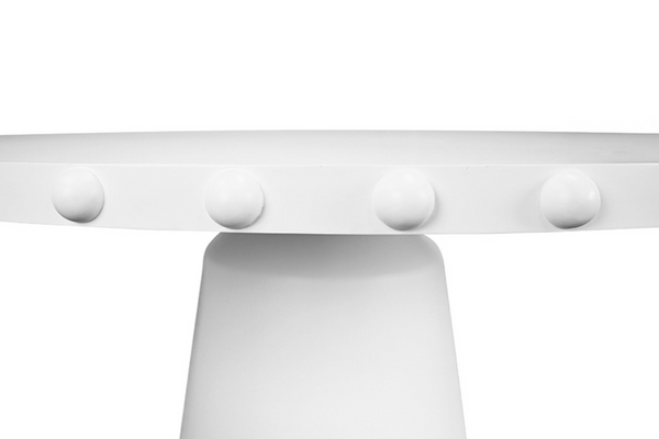 Lucian Round Matte White Lacquer Dining Table
